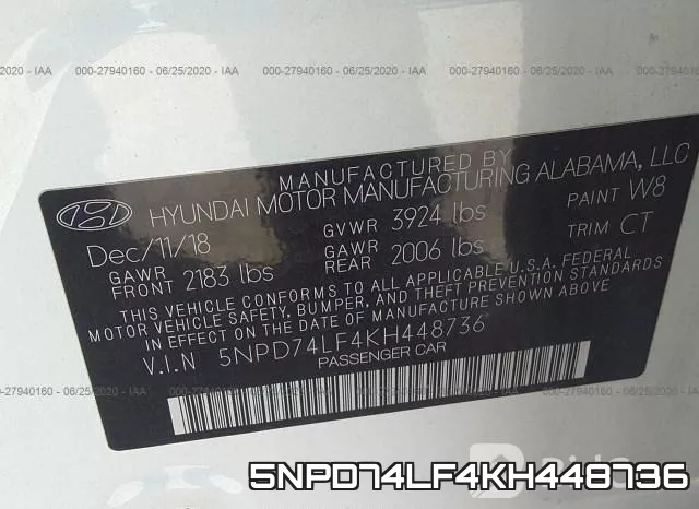 5NPD74LF4KH448736 фото 10