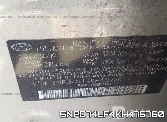 5NPD74LF4KH475760 фото 10