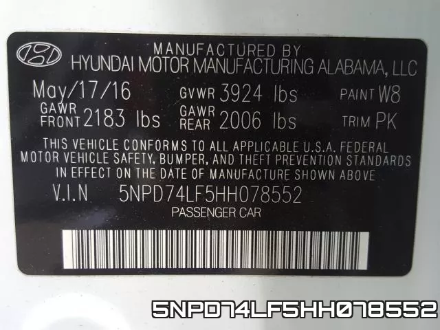 5NPD74LF5HH078552 фото 2