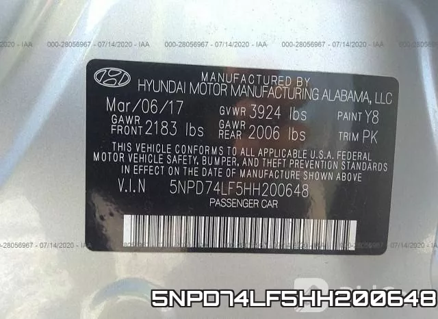5NPD74LF5HH200648 фото 10