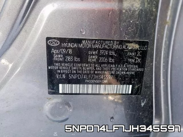 5NPD74LF7JH345597 фото 2
