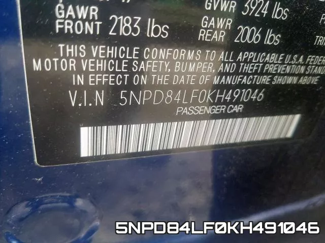 5NPD84LF0KH491046 фото 2
