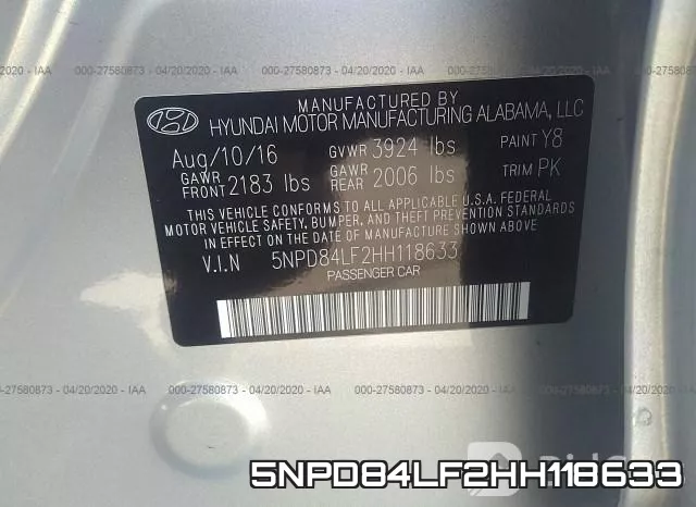 5NPD84LF2HH118633 фото 10