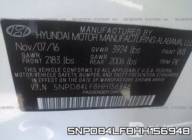 5NPD84LF8HH156948 фото 10