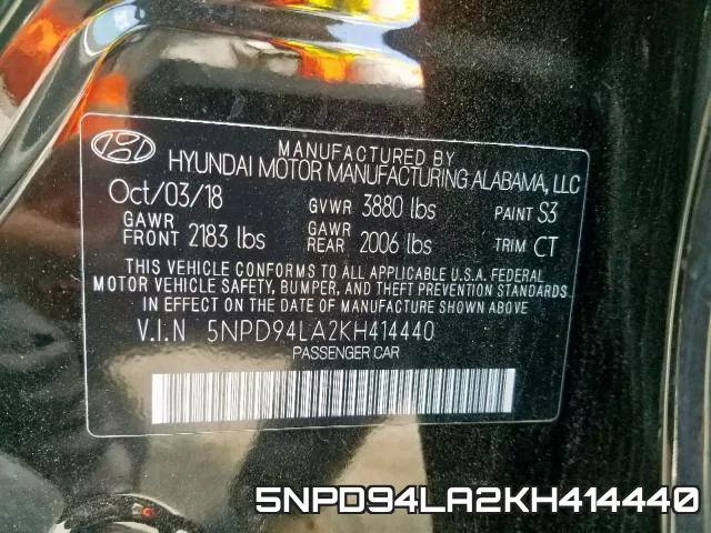 5NPD94LA2KH414440 фото 2