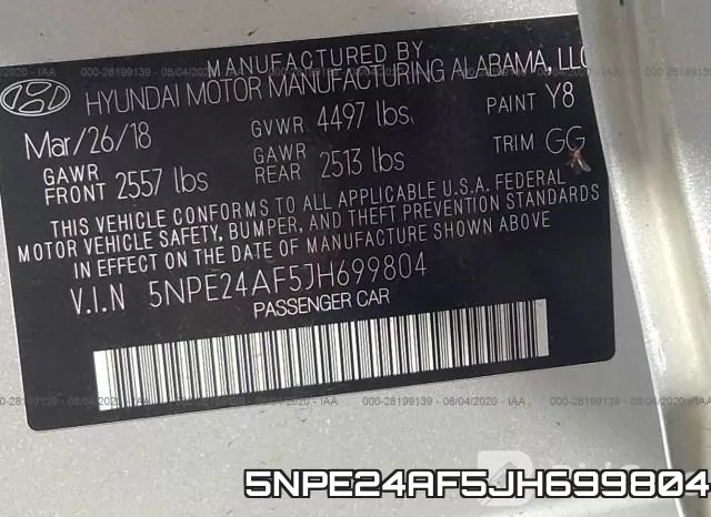 5NPE24AF5JH699804 фото 10