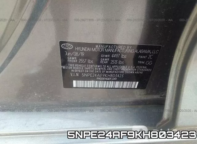 5NPE24AF9KH803423 фото 10