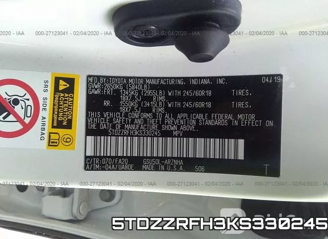 5TDZZRFH3KS330245 фото 10