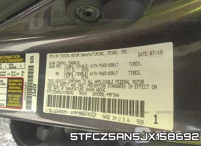 5TFCZ5AN5JX158692 фото 9