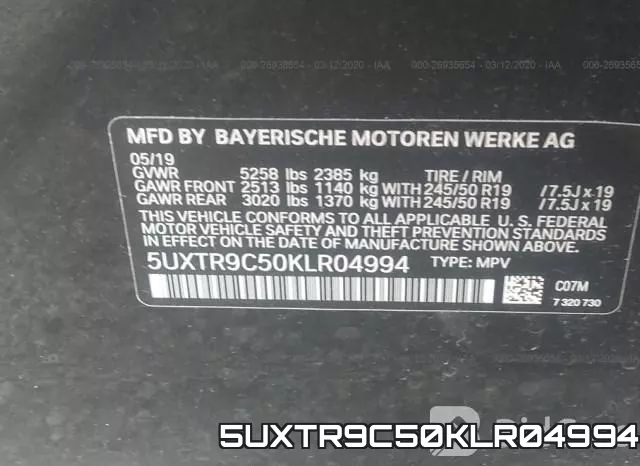 5UXTR9C50KLR04994 фото 10