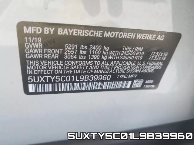5UXTY5C01L9B39960 фото 2