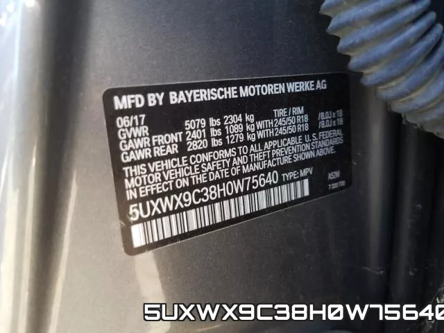 5UXWX9C38H0W75640 фото 2