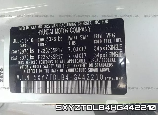 5XYZTDLB4HG442210 фото 10