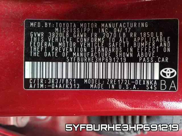 5YFBURHE3HP691219 фото 2