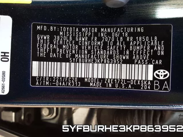 5YFBURHE3KP863952 фото 2