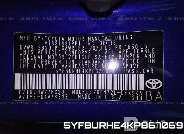 5YFBURHE4KP867069 фото 10