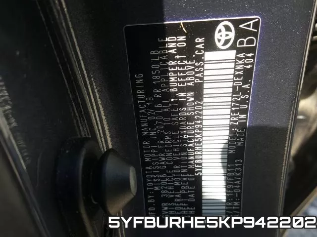 5YFBURHE5KP942202 фото 2