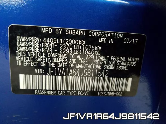 JF1VA1A64J9811542 фото 2