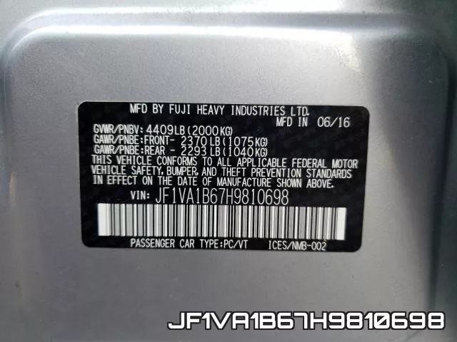 JF1VA1B67H9810698 фото 2