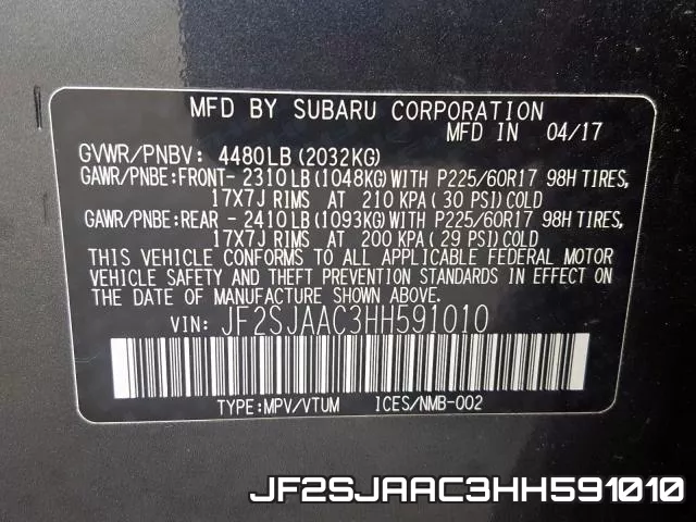 JF2SJAAC3HH591010 фото 2