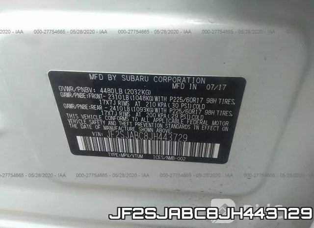 JF2SJABC8JH443729 фото 10