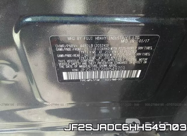 JF2SJADC6HH549703 фото 10