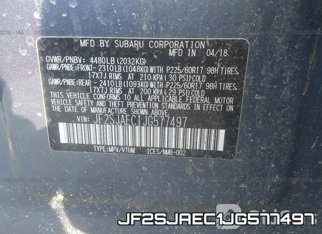 JF2SJAEC1JG577497 фото 10