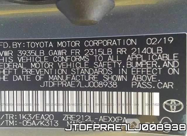 JTDFPRAE7LJ008938 фото 10