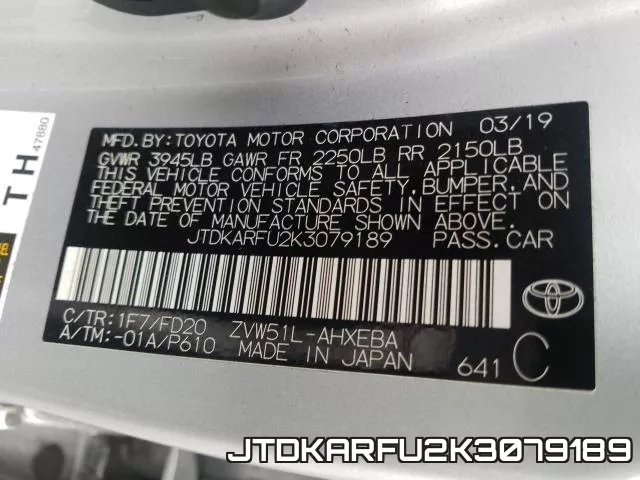 JTDKARFU2K3079189 фото 2