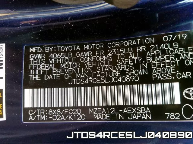 JTDS4RCE5LJ040890 фото 2