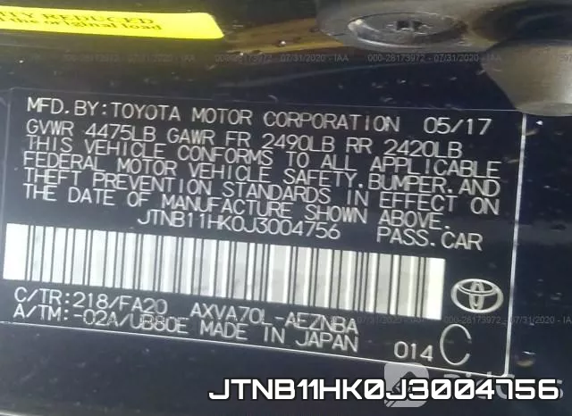 JTNB11HK0J3004756 фото 10