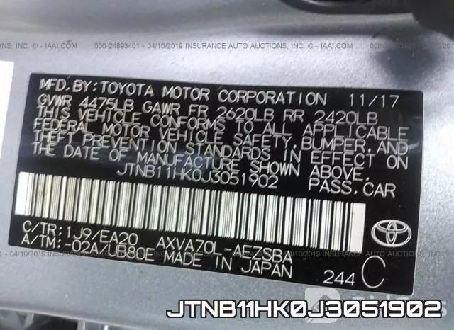 JTNB11HK0J3051902 фото 10