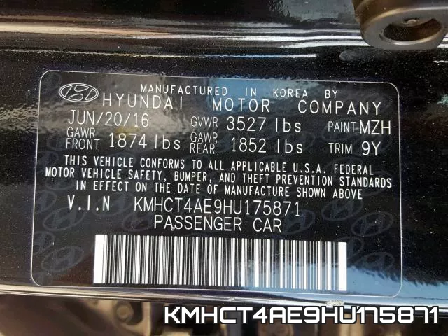KMHCT4AE9HU175871 фото 2