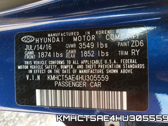 KMHCT5AE4HU305559 фото 2