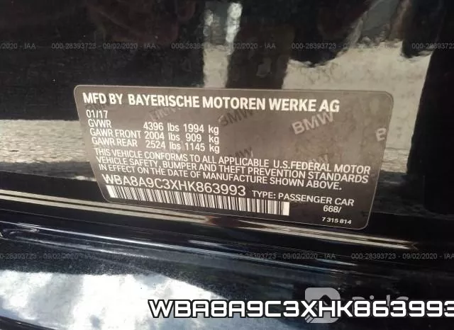 WBA8A9C3XHK863993 фото 10