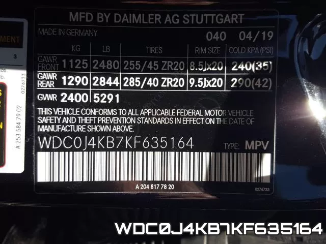 WDC0J4KB7KF635164 фото 2
