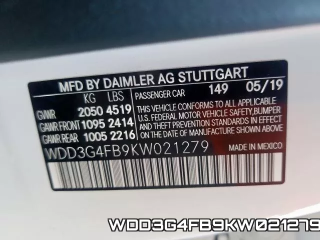 WDD3G4FB9KW021279 фото 2