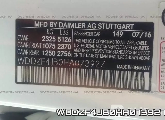 WDDZF4JB0HA073927 фото 10