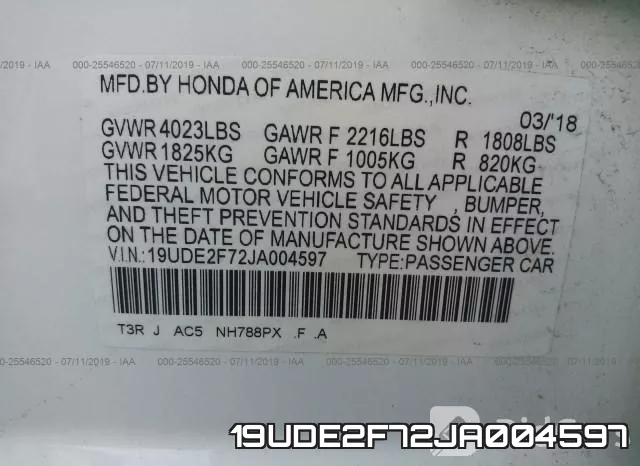 19UDE2F72JA004597 фото 10