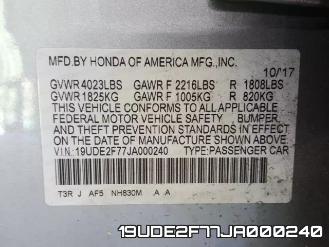 19UDE2F77JA000240 фото 2
