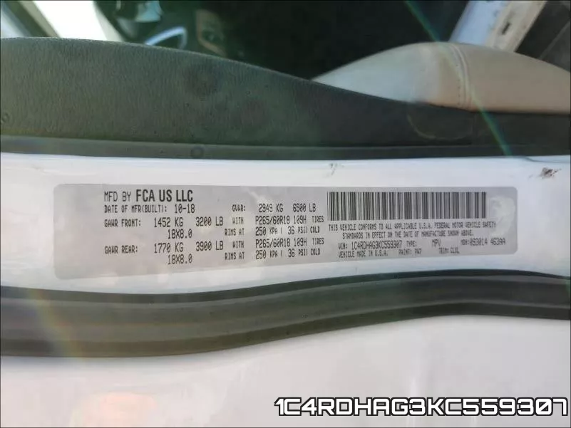 1C4RDHAG3KC559307 фото 2