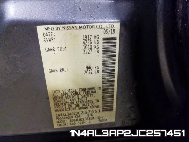 1N4AL3AP2JC257451 фото 2