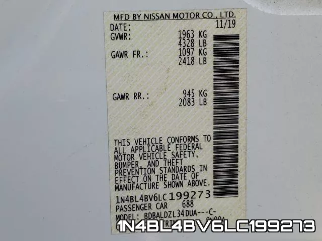 1N4BL4BV6LC199273 фото 2