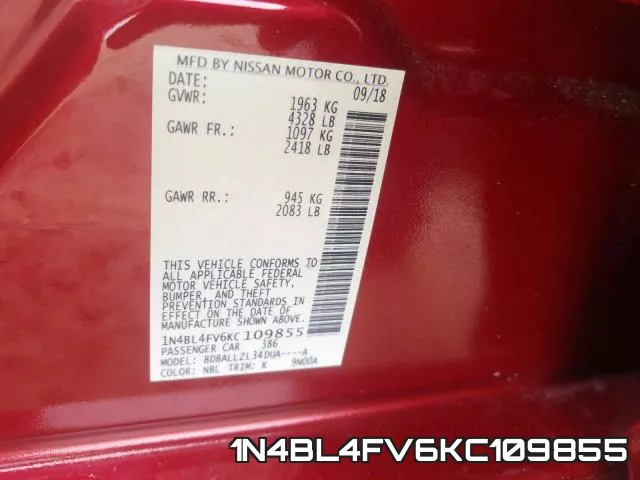 1N4BL4FV6KC109855 фото 2