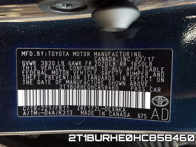 2T1BURHE0HC858460 фото 2