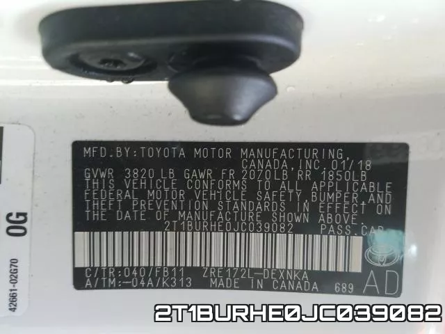 2T1BURHE0JC039082 фото 2