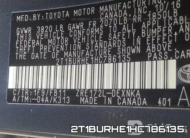2T1BURHE1HC786135 фото 10