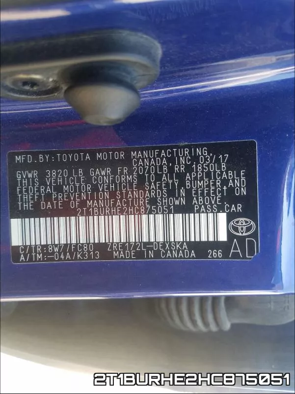 2T1BURHE2HC875051 фото 2
