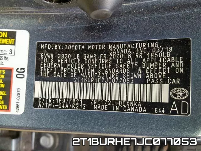 2T1BURHE7JC077053 фото 2