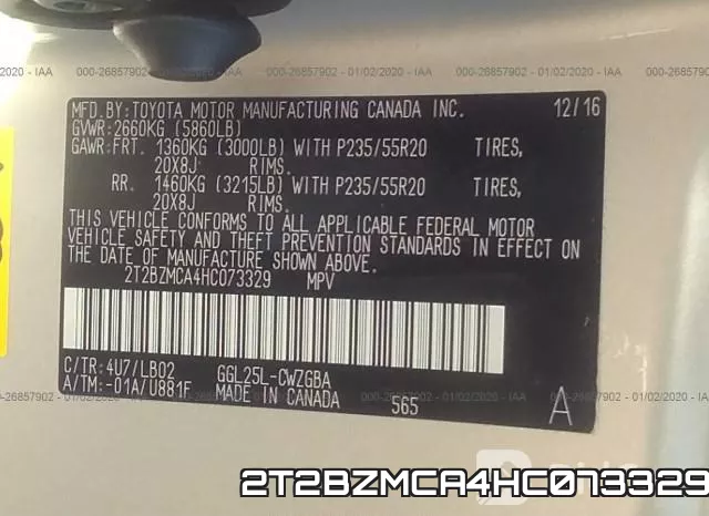 2T2BZMCA4HC073329 фото 10